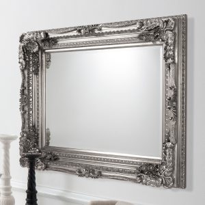 Gallery Direct Carved Louis Mirror Silver | Shackletons