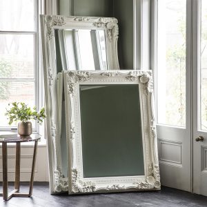 Gallery Direct Carved Louis Leaner Mirror Cream | Shackletons