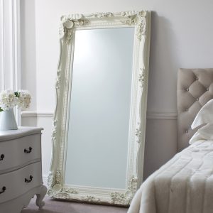 Gallery Direct Carved Louis Leaner Mirror Cream | Shackletons