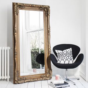 Gallery Direct Carved Louis Leaner Mirror Gold | Shackletons